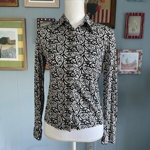 Michael Kors Black and White Paisley Women's Top
